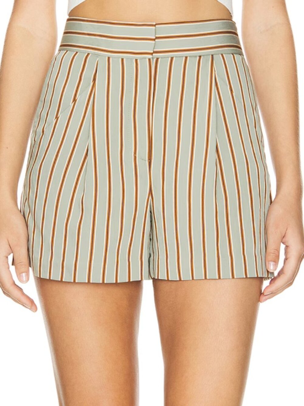 Veronica Beard 'Elbe' High-Waist Striped Shorts, Seafoam Multi
